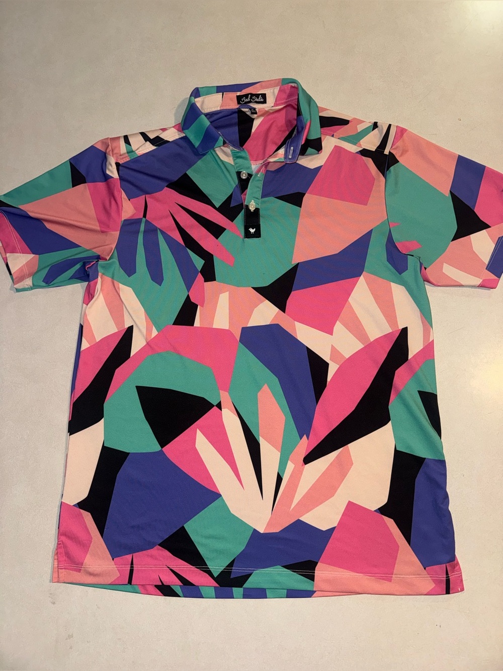 Bad Birdie Men's Montage Polo Size Medium M Abstract Geometric